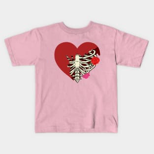 Rib Cage Heart With Roses Kids T-Shirt